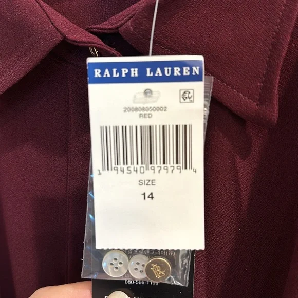 NWT Ralph Lauren shirt dress in beautiful maroon. - Picture 5 of 5